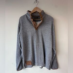 Southern Marsh Gray and Brown Zip Up Sweater